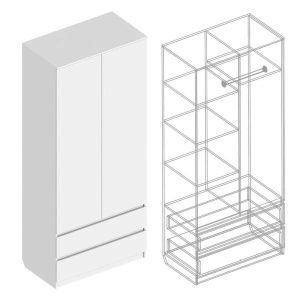 Шкаф двухстворчатый с 2 ящиками Бьянко (Белый лофт) (с/м 5229)