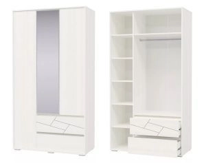 Шкаф 3-х дверный с ящиками Аделина (Рамух белый)
