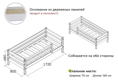 Кровать Соня 160х70 см. с ящиками (Белый)