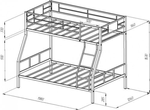 Металлическая кровать Гранада-1ПЯ (Черный/Венге)