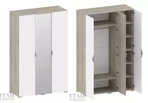 Трехдверный шкаф с зеркалом Анима ШК-3001 (Дуб серый/Белый)