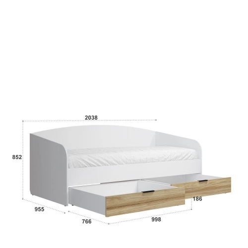 Кровать Скайлайт СЛ-31К 90х200 см. (Блэквуд ячменный/Графит/Белый)