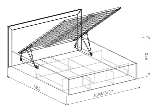 Кровать с подъемным механизмом Корвет Люкс 160х200 см. №3-34 (Бодега)