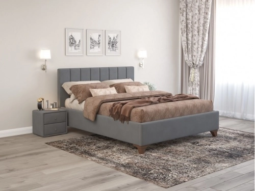 Кровать с подъемным механизмом Оливия Серый, велюр 160х200 см.