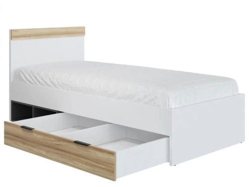 Кровать Скайлайт СЛ-32К 90х200 см. (Блэквуд ячменный/Графит/Белый)