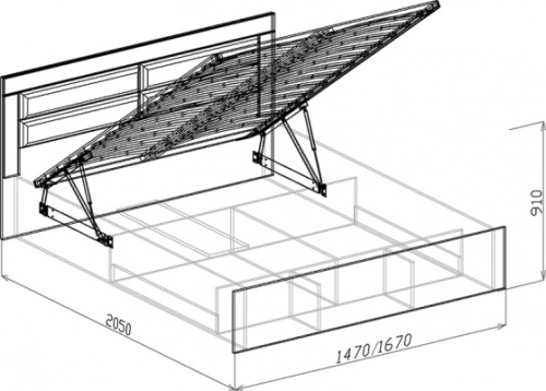 Кровать с подъемным механизмом Корвет Люкс 160х200 см. №2-34 (Бодега)