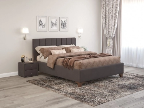 Кровать с подъемным механизмом Оливия Шоколад, велюр 160х200 см.