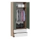 Шкаф для одежды комбинированный Лео (Гикори джексон/Белый матовый/Дымчатый зеленый)