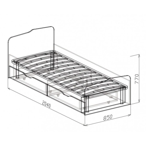 Кровать с ящиками Евро 80х200 см. №15 (Бодега бежевая/Ясень шимо темный)
