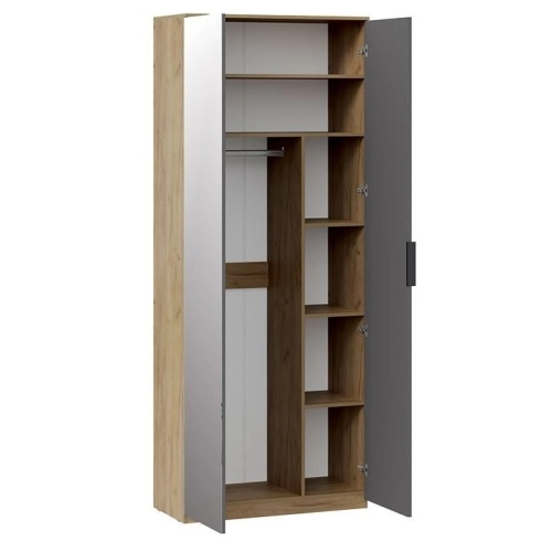 Шкаф комбинированный с 2 дверями Хилтон (Дуб Крафт золотой/Графит матовый)