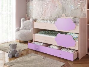 Выкатная двухъярусная кровать Соник (Дуб млечный/Ирис)