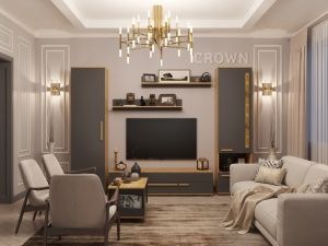 Гостиная Crown (Дуб золотистый/Графит) (Композиция 2)