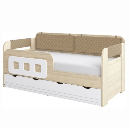 Кровать-тахта Стиль.Кофе 160х80 см. (№800.4) + подушки + бортик
