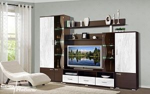 Гостиная Эмили Левая (Венге/Бетон пайн) 3060х2120х600-450 мм.