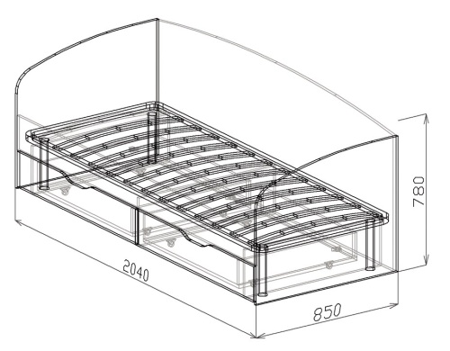 Кровать с ящиками Евро №16 80х200 см. (Бодега бежевая/Ясень шимо темный)