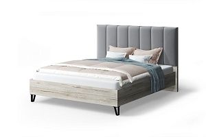 Кровать с мягким изголовьем Лаура Wood 120х200 см. (Stone/серый)