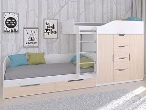 Двухъярусная кровать Астра 6 (Белый/Дуб молочный)