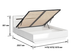 Кровать с подъемным механизмом Стокгольм 140х200 см. (Белый глянец)