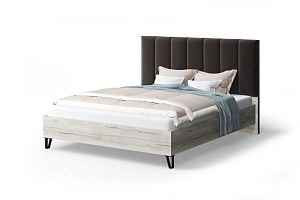 Кровать с мягким изголовьем Лаура Wood 140х200 см. (Coffee/кофе)