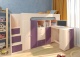 Кровать-чердак Астра-11 (Дуб молочный/Фиолетовый)