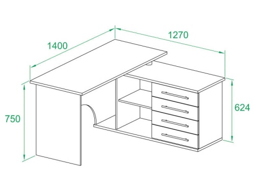 Угловой компьютерный стол КСТ-109 (Правый) (Белый)
