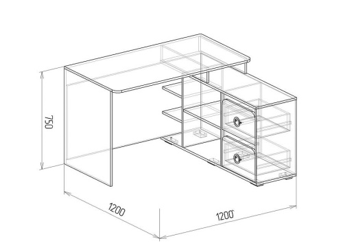 Угловой компьютерный стол №2 Скай (Белый глянец) (Правый)