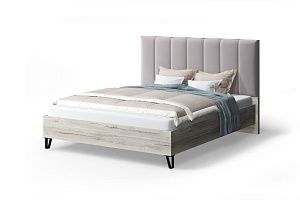 Кровать с мягким изголовьем Лаура Wood 140х200 см. (Dusty rose/пепельная роза)