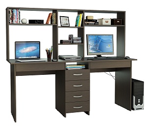 Компьютерный стол Тандем-2Я с надставкой (Венге)