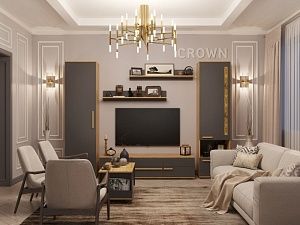 Гостиная Crown (Дуб золотистый/Графит) (Композиция 2)