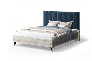 Кровать с мягким изголовьем Лаура Wood 180х200 см. (Deep blue/синий)