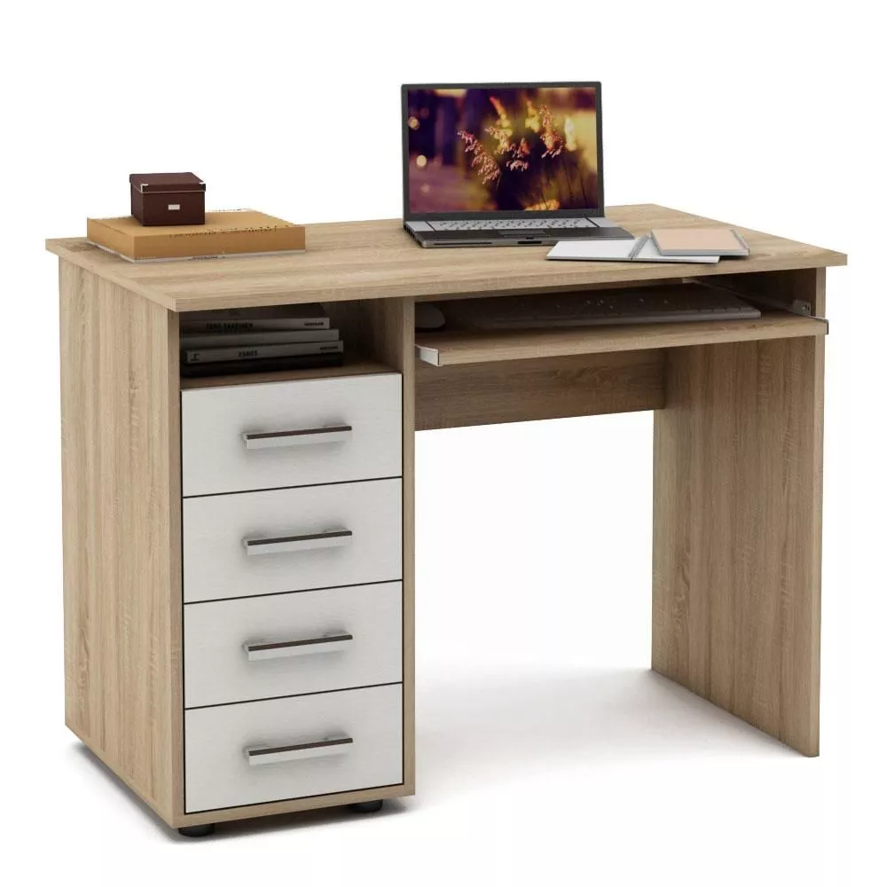 Письменный стол Остин-4 (Дуб сонома/Белое дерево) 