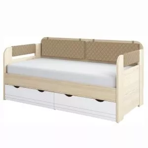 Кровать-тахта Стиль.Кофе 160х80 см. (№800.4) + подушки (Туя светлая/Белый глянец)