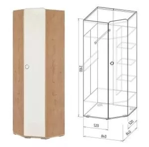 Шкаф угловой №7 Скай (Белый глянец) (Правый)