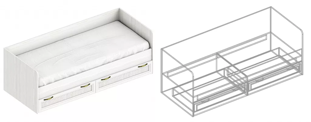 Кровать с 2 ящиками Александрия ДА-10