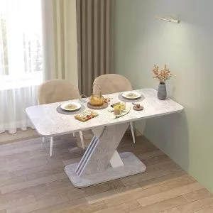 Стол обеденный Аврора (Цемент светлый/Белый)