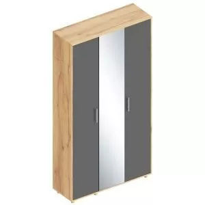 Шкаф трехстворчатый с зеркалом Граф (Дуб золотистый/Темно-серый) (с/м 4068)