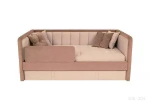 Кровать Дабл 200х90 см. + бортик + чехол + подушки (Розовый)