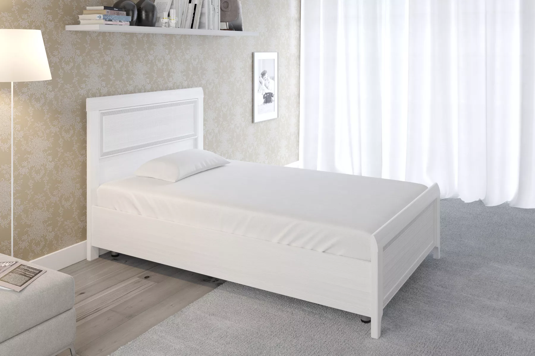 Кровать Карина 120х200 см. КР-2021 (Снежный Ясень)